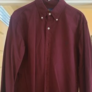 Almost new, never worn, large burgundy long-sleeved shirt by Ralph Lauren
